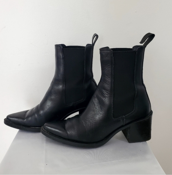 Zara Geometric Heel Pointed Ankle Boot Black - Picture 9 of 15